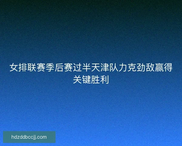 女排联赛季后赛过半天津队力克劲敌赢得关键胜利