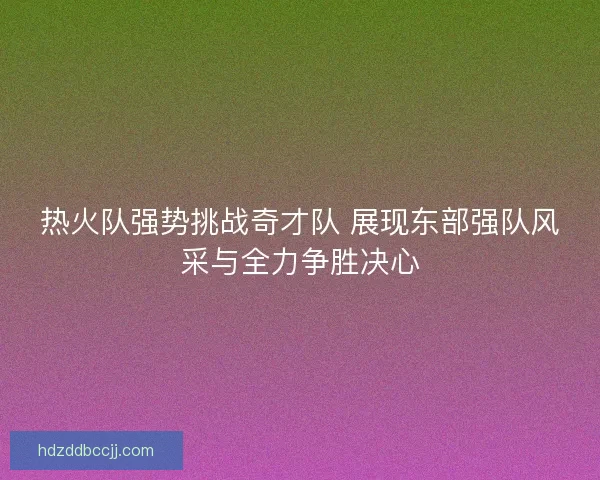 热火队强势挑战奇才队 展现东部强队风采与全力争胜决心
